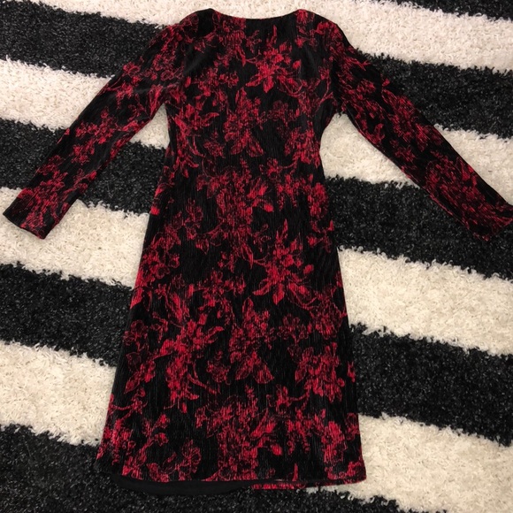 Red and black suede dress. Anthropology - Picture 3 of 4